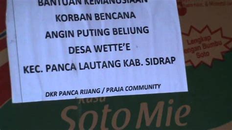 Bantuan Kemanusiaan Musibah Angin Puting Beliung Wette Sidrap YouTube