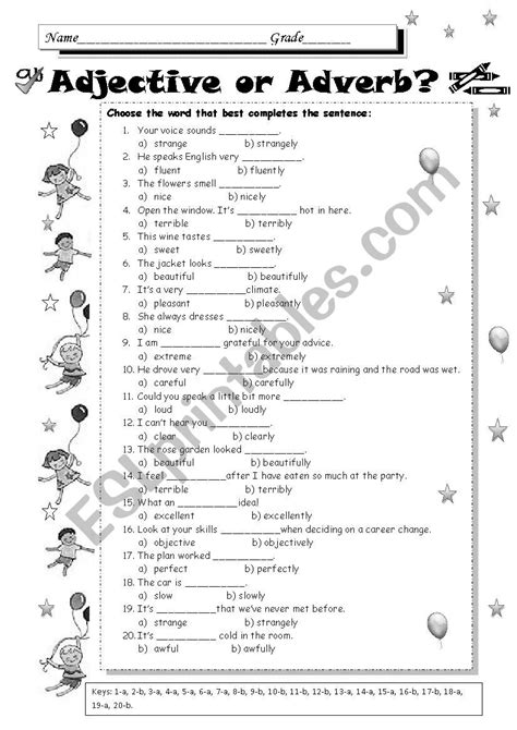 Adverbs And Adjectives Worksheet Printable Sheet Education