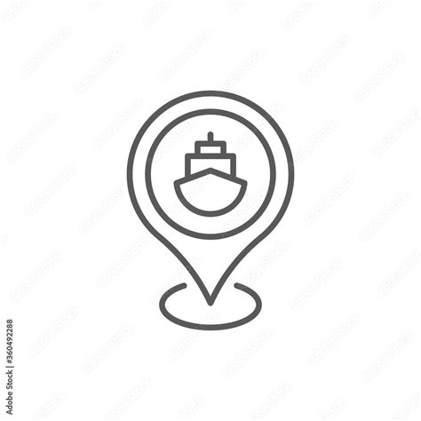 Port Location Pin Vector Icon Symbol Map Isolated On White Background
