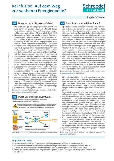 Kernfusion Auf Dem Weg Zur Sauberen Energiequelle Chemie Physik