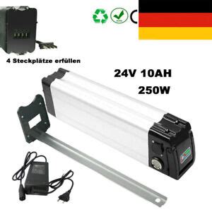 24V 10Ah Pedelec Li ion Akku Batterie für 250Wh Elektrofahrrad mit 2A