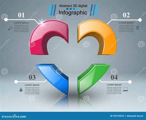 Abstract 3d Digital Illustration Infographic Heart Icon Stock Vector