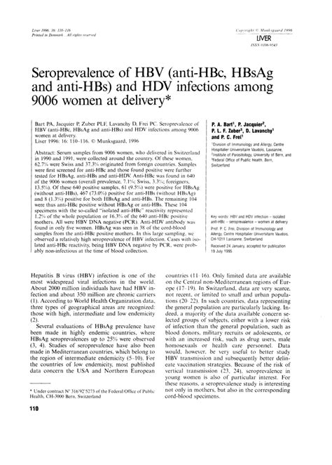 Pdf Seroprevalence Of Hbv Anti Hbc Hbsag And Anti Hbs And Hdv