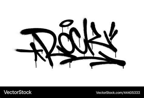 Sprayed Rock Font Graffiti With Overspray In Black