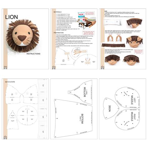 Lion Pdf Pattern With Instructions Etsy Australia Pdf Patterns Pdf