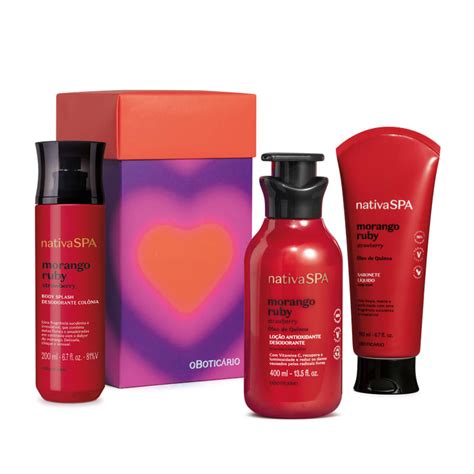 Kit Presente Nativa Spa Morango Ruby 3 itens O Boticário