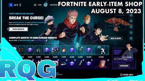 JUJUTSU KAISEN MINI BATTLE PASS FORTNITE EARLY ITEM SHOP August 8