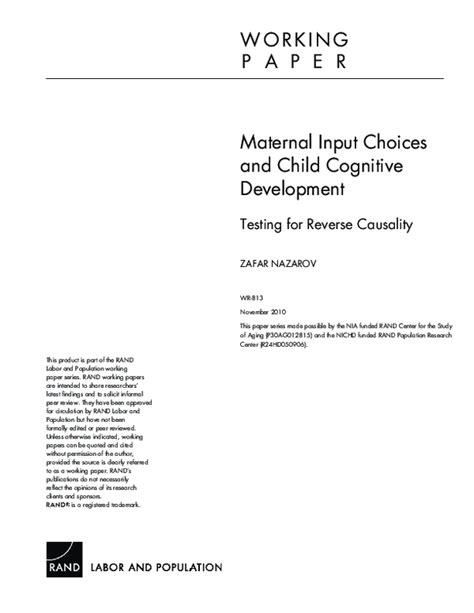 Pdf Maternal Input Choices And Child Cognitive Development Testing