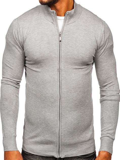 Bolf Herren Pullover Mit Reißverschluss Grau Yy07