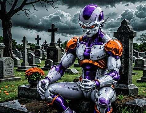 Frieza From Dragonball Manga Mourning In Front Of The Grave Of Akira