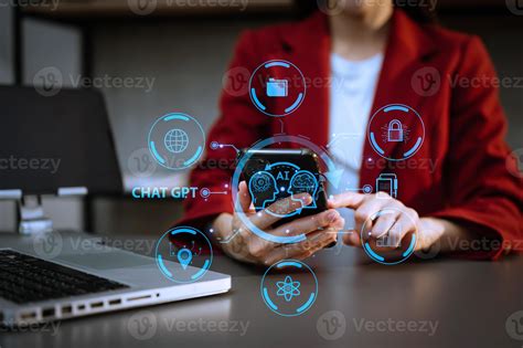 Woman Using Chatbot In Computer And Tablet Smart Intelligence Ai Chat Gpt Chat With Ai