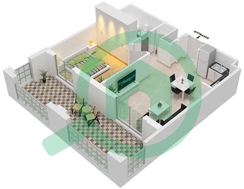 Floor Plans For Type Unit 1A 2 10 1 Bedroom Apartments In Cyan Beach