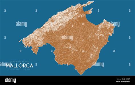 Topographic Map Of Mallorca Balearic Islands Spain Vector Detailed