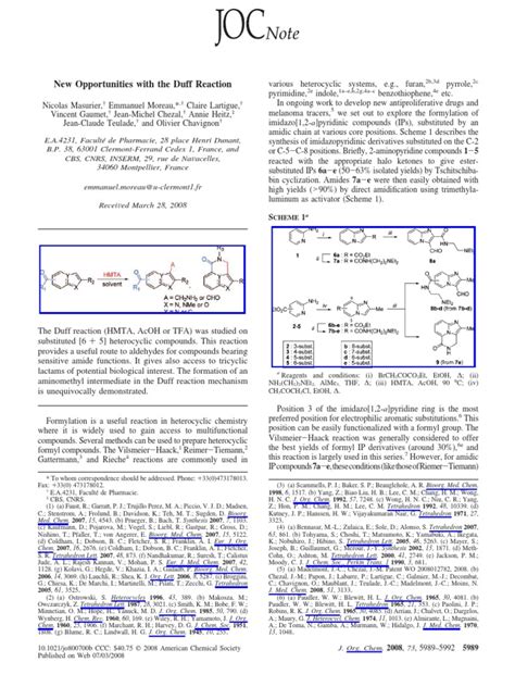 New Opportunities Duff Reaction Pdf Aldehyde Acid