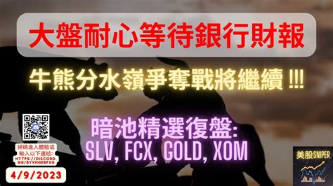 美股大盤牛熊分水嶺爭奪戰將繼續 暗池精選復盤 Slv Fcx Gold Xom 4 9 2023 炒股 大盤 崩盤 投資