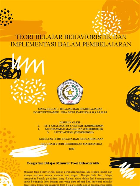 Kelompok 3 Teori Belajar Behavioristik Dan Implementasi Dalam Pembelajaran Pdf