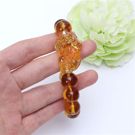 Fine Lucky Pixiu Bead Bracelet Feng Shui Citrine Gem Stone Bracelet