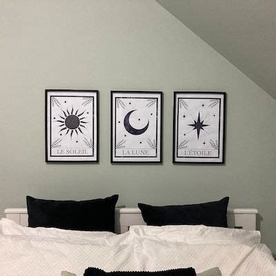 Juego de 3 láminas de Tarot Arte de pared celestial blanco Estampado