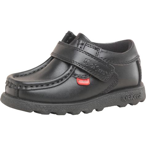 Kickers Infant Boys Fragma Strap Leather Shoes Black Plable