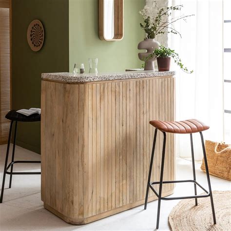 Meuble Bar En Bois De Manguier Et Terrazzo Lou Made In Meubles