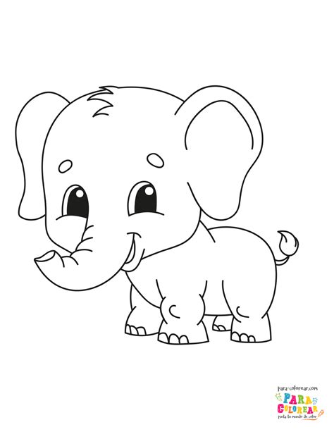 Dibujo de elefante pequeño para colorear Para Colorear