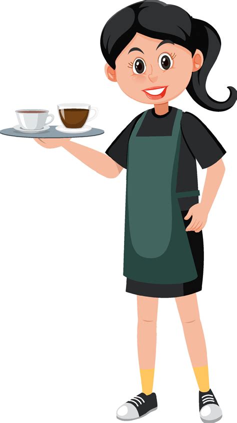 Cute Waitress Serving Coffee 5377025 Vector Art At Vecteezy