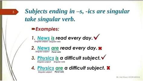 Singular Verbs