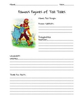 Tall Tale Famous Character Research by Meghan Klauka | TPT