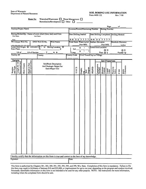 Soil Boring Log Template Form ≡ Fill Out Printable PDF Forms Online