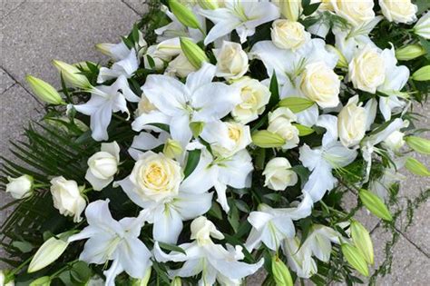 White Lily And Rose Casket Spray