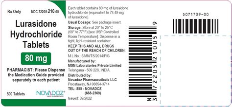 Dailymed Lurasidone Hydrochloride Tablet Film Coated