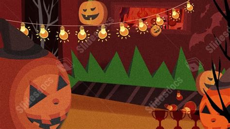 Red Light Halloween Pumpkin Cartoon Powerpoint Background For Free Download Slidesdocs