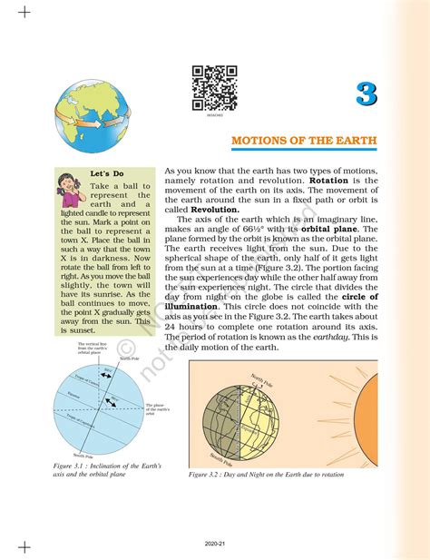 Motions Of The Earth NCERT Book Of Class 6 Geography The Earth Our