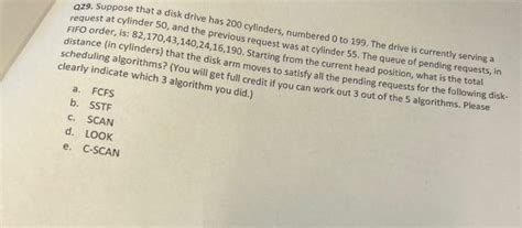 Solved Q29 Suppose That A Disk Drive Has 200 Cylinders