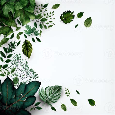 White Background Topped With Lots Of Green Leaf Graphic Resource