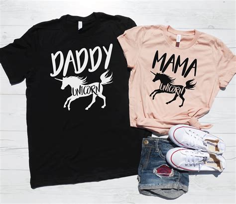 Mommy Daddy Shirts Pregnancy Announcement Shirts Mama Unicorn Daddy