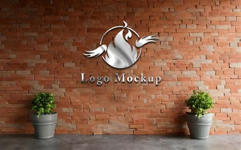 Premium Psd 3d Wall Logo Mockup