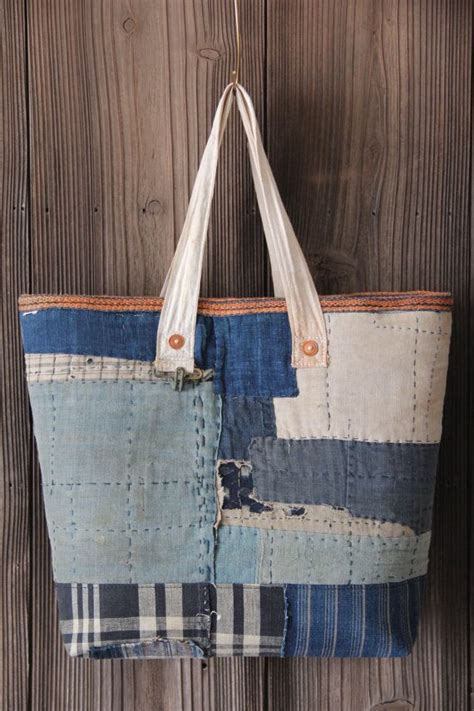 Vintage Japanese Sashiko Stitched Indigo Boro Tote Bag Shopper