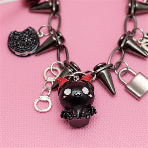 Kawaii Goth Spikes Rivets Vampire Pendant Gothic Choker Etsy