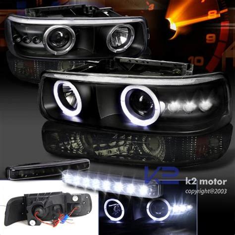 Find Blk Silverado Smd Halo Projector Headlight Bumper Lamp Led