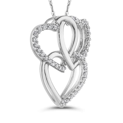 Essentials 10k White Gold 1 3 Ct White Diamond Triple Heart Pendant With Chain Wickersham Jewelry