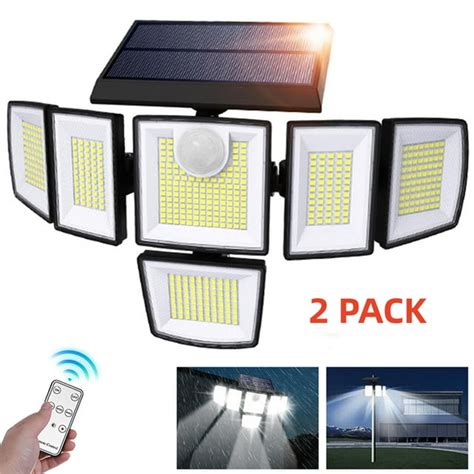 2 Pack Super Bright Solar Lights Outdoor 7000k 8500lm Ultra Bright Solar Flood Lights Motion