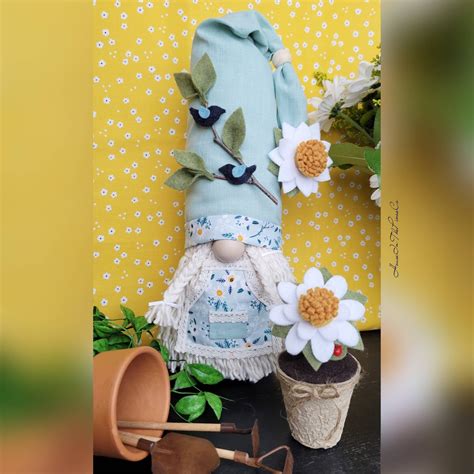 Spring Girl Gnome Gnome With Braids Summer Gnome Garden Etsy