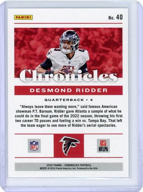 2022 Panini Chronicles Desmond Ridder RC 40 Falcons EBay