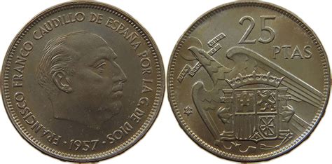 SPAIN 25 PESETAS 1957 59 Francisco Franco 1939 1975 VZ MA Shops