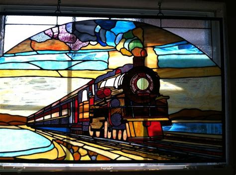 Old Steam Engine Locomotive Stained Glass Stained Glass Suncatchers Glass Art Projects