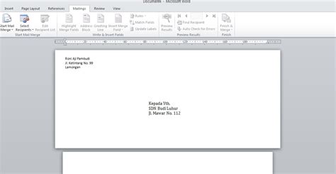 Format Alamat Di Sampul Surat Cara Membuat Dan Mengeprint Kop Amplop Di Microsoft Word Modul