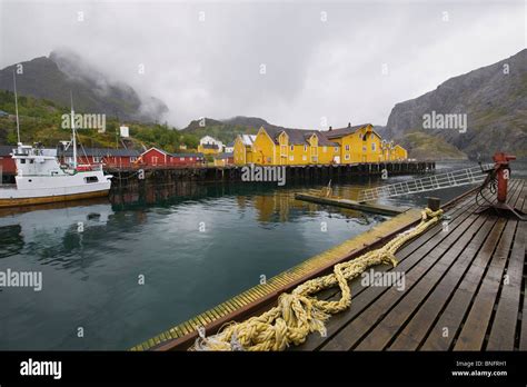 Fishing boat in harbour of Lofoten Islands, Norway Stock Photo - Alamy