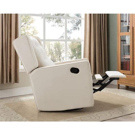 Homestock Cream Microfiber Swivel Glider Recliner Rocker Nursery