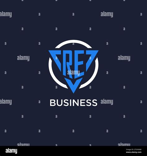 Re Monogram Logo With Triangle Shape And Circle Design Vector Stock